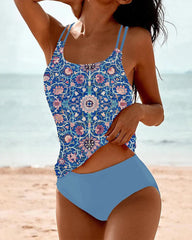 Maillot de bain femme – Tankini deux pièces – Bretelles doubles – Coupe couvrante – Tissu extensible respirant