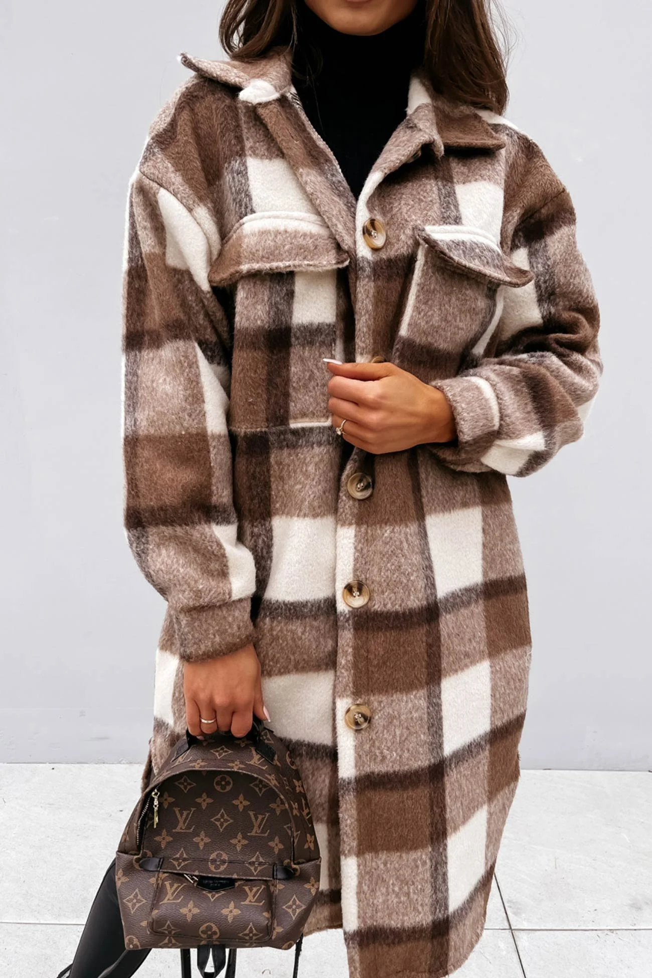 ÉLISE - Manteau intemporel à motif écossais