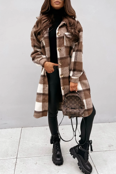 ÉLISE - Manteau intemporel à motif écossais