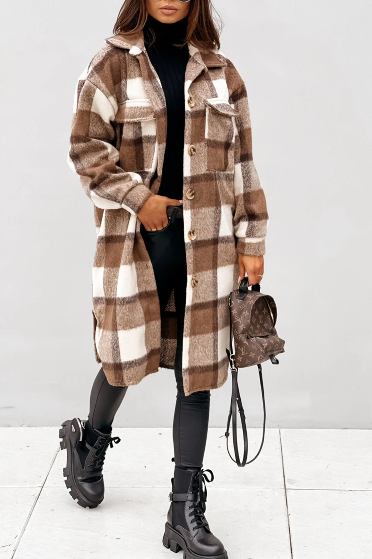 ÉLISE - Manteau intemporel à motif écossais