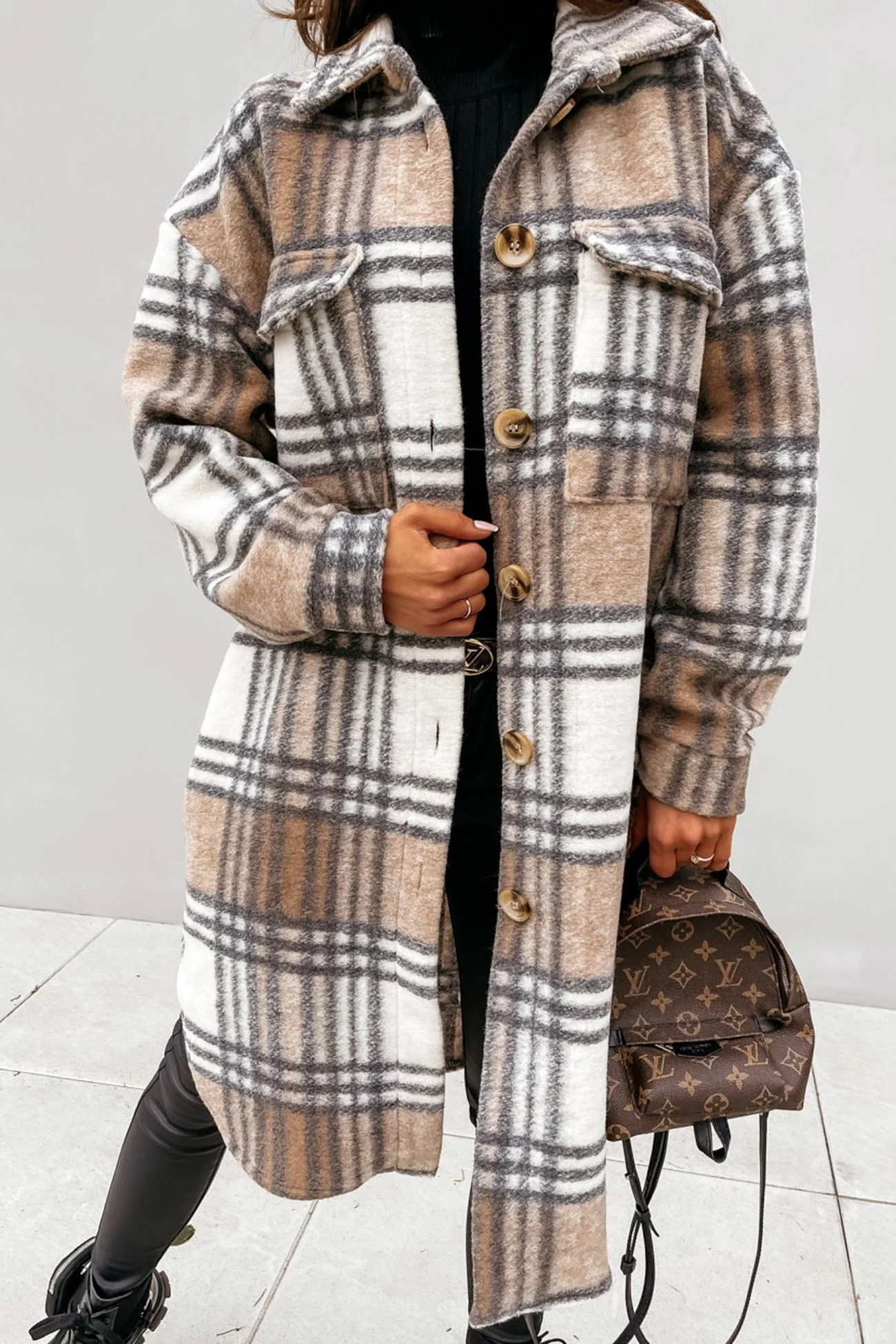 ÉLISE - Manteau intemporel à motif écossais