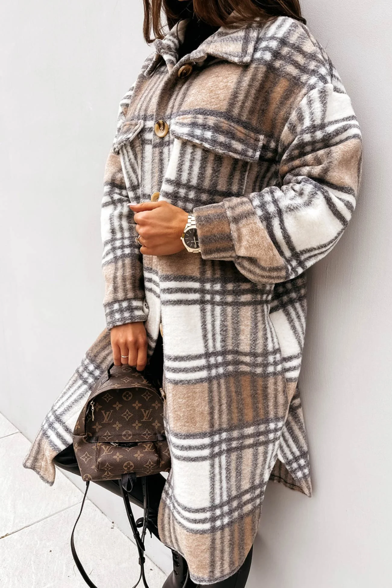 ÉLISE - Manteau intemporel à motif écossais