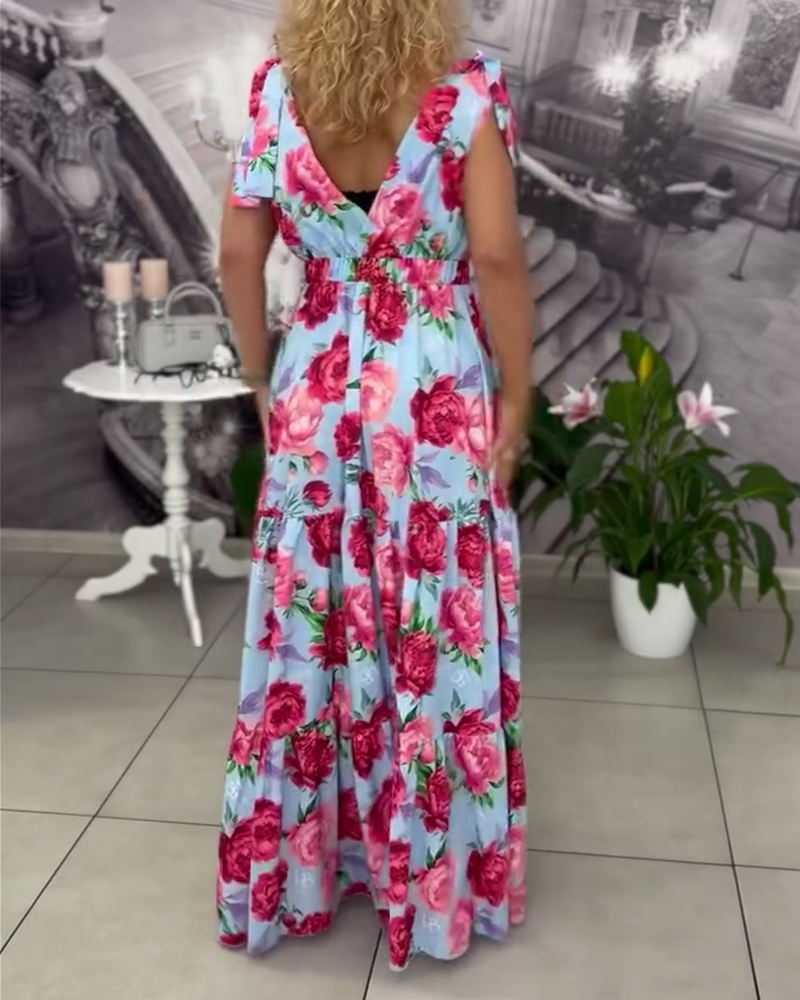 Robe Sexy Décolleté en V Imprimé