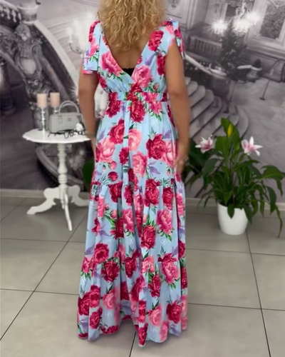 Robe Sexy Décolleté en V Imprimé