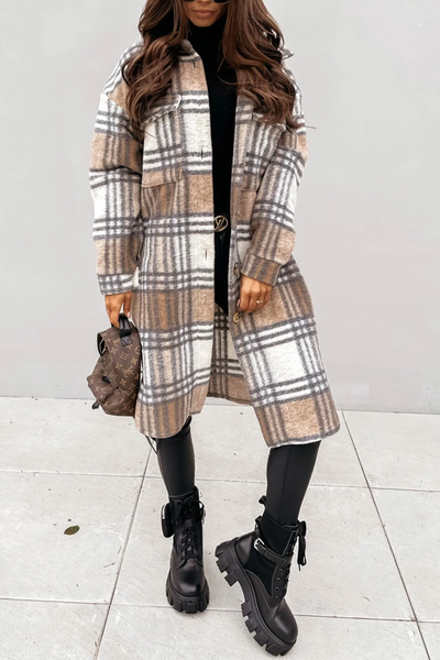 ÉLISE - Manteau intemporel à motif écossais