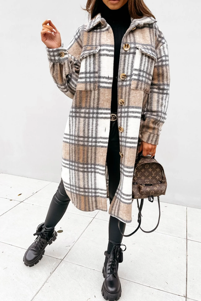 ÉLISE - Manteau intemporel à motif écossais