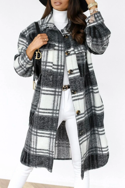 ÉLISE - Manteau intemporel à motif écossais
