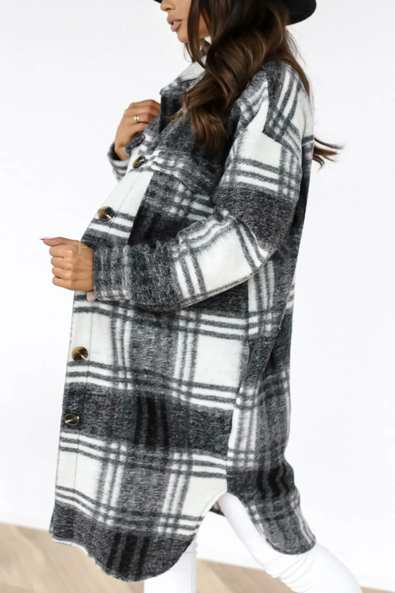 ÉLISE - Manteau intemporel à motif écossais