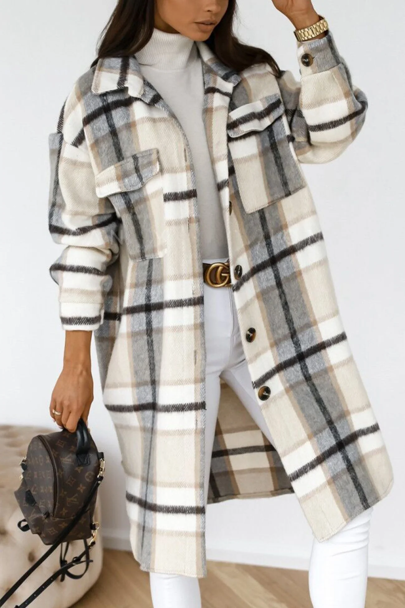 ÉLISE - Manteau intemporel à motif écossais