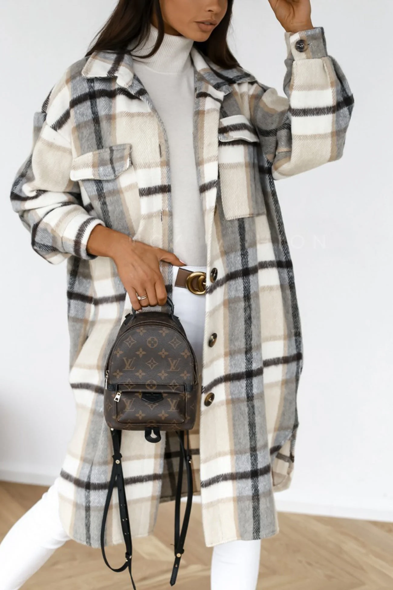 ÉLISE - Manteau intemporel à motif écossais