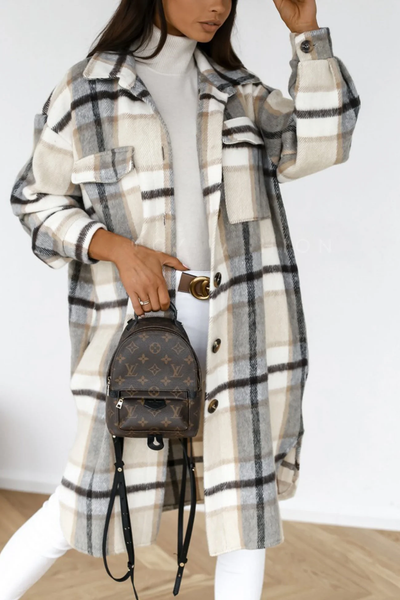 ÉLISE - Manteau intemporel à motif écossais
