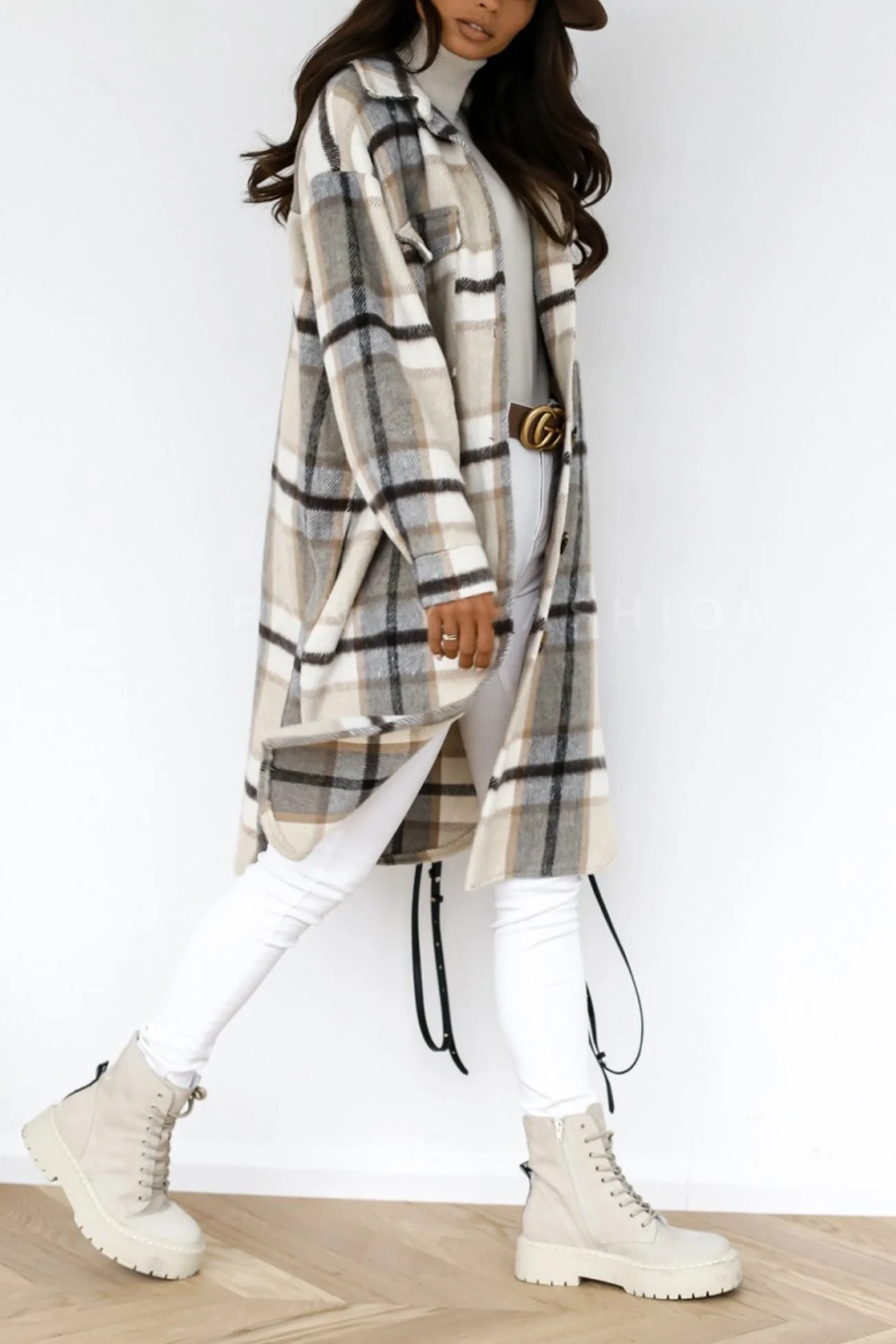 ÉLISE - Manteau intemporel à motif écossais