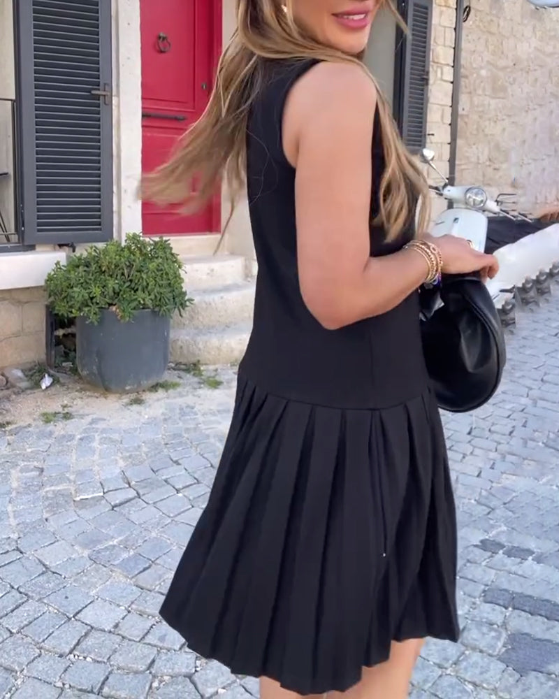 Robe élégante de couleur unie sans manches