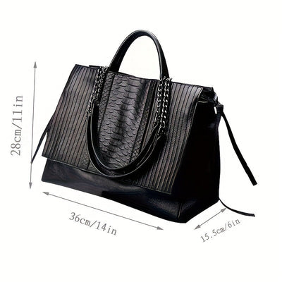 Makenna - Élégant et spacieux sac à bandoulière et à ordinateur portable noir pour femmes, parfait pour toutes les saisons