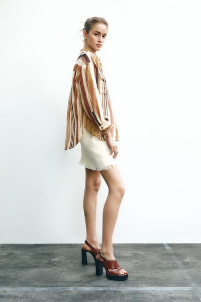 Chemise Rayée Oversize à Poches