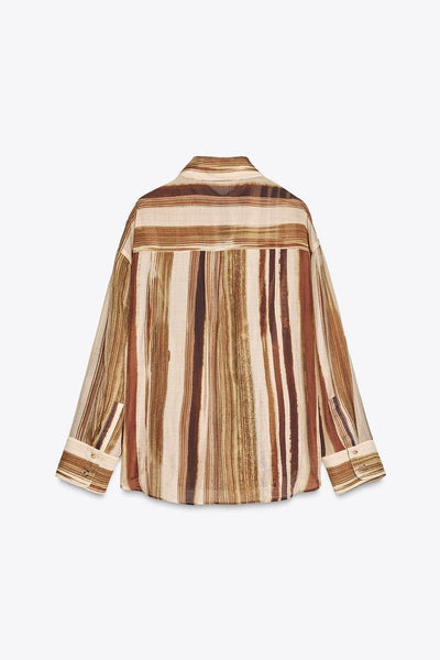 Chemise Rayée Oversize à Poches