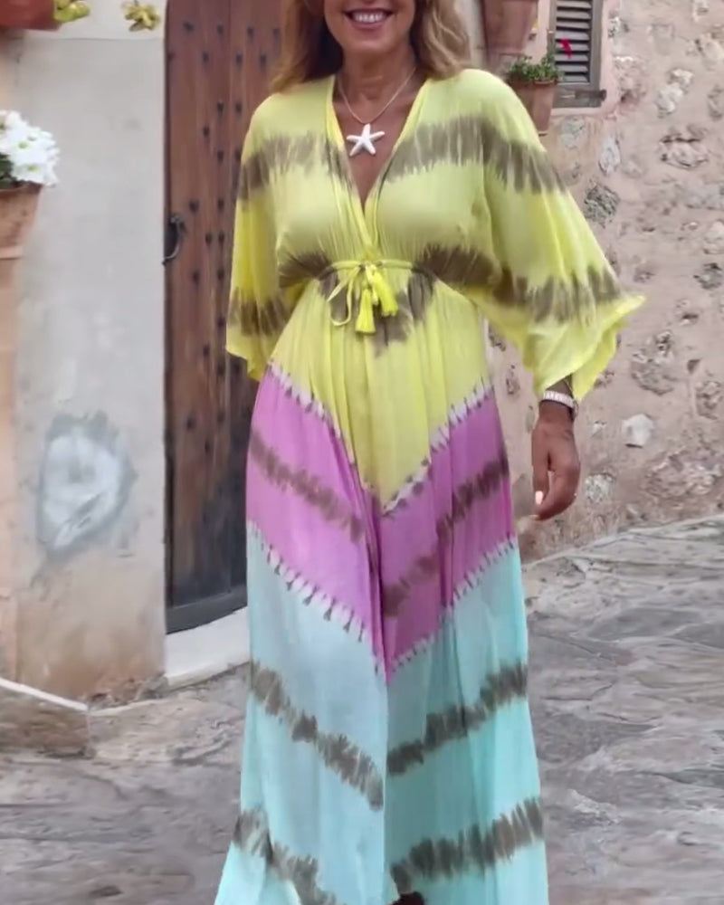 Robe Style Bohème Street Imprimé Contrasté