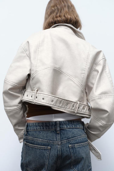 Veste de motard en simili cuir