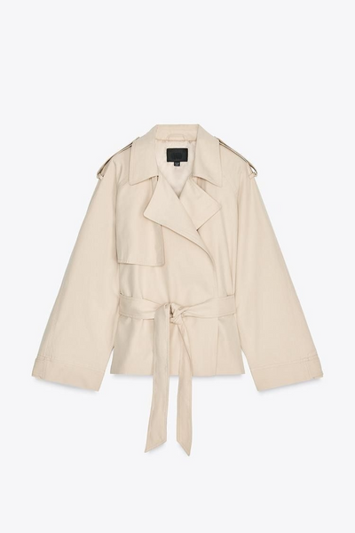 Trench-coat court ceinturé