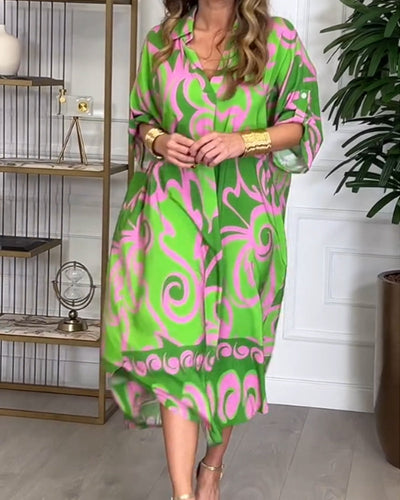 Robe Avec Design de Couleurs Contraste Géométriques