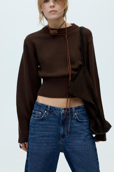 Pull en tricot uni à manches larges