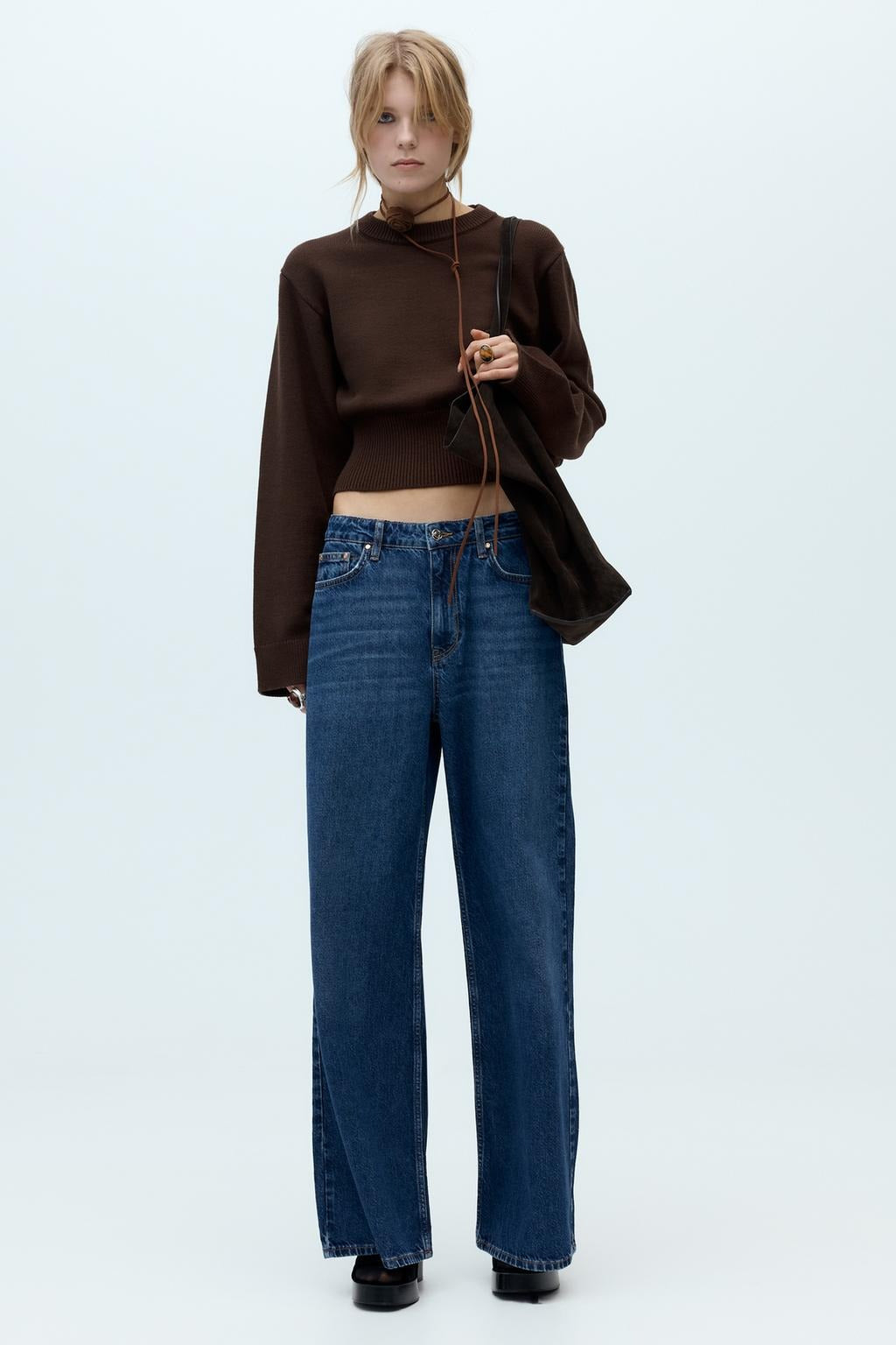 Pull en tricot uni à manches larges