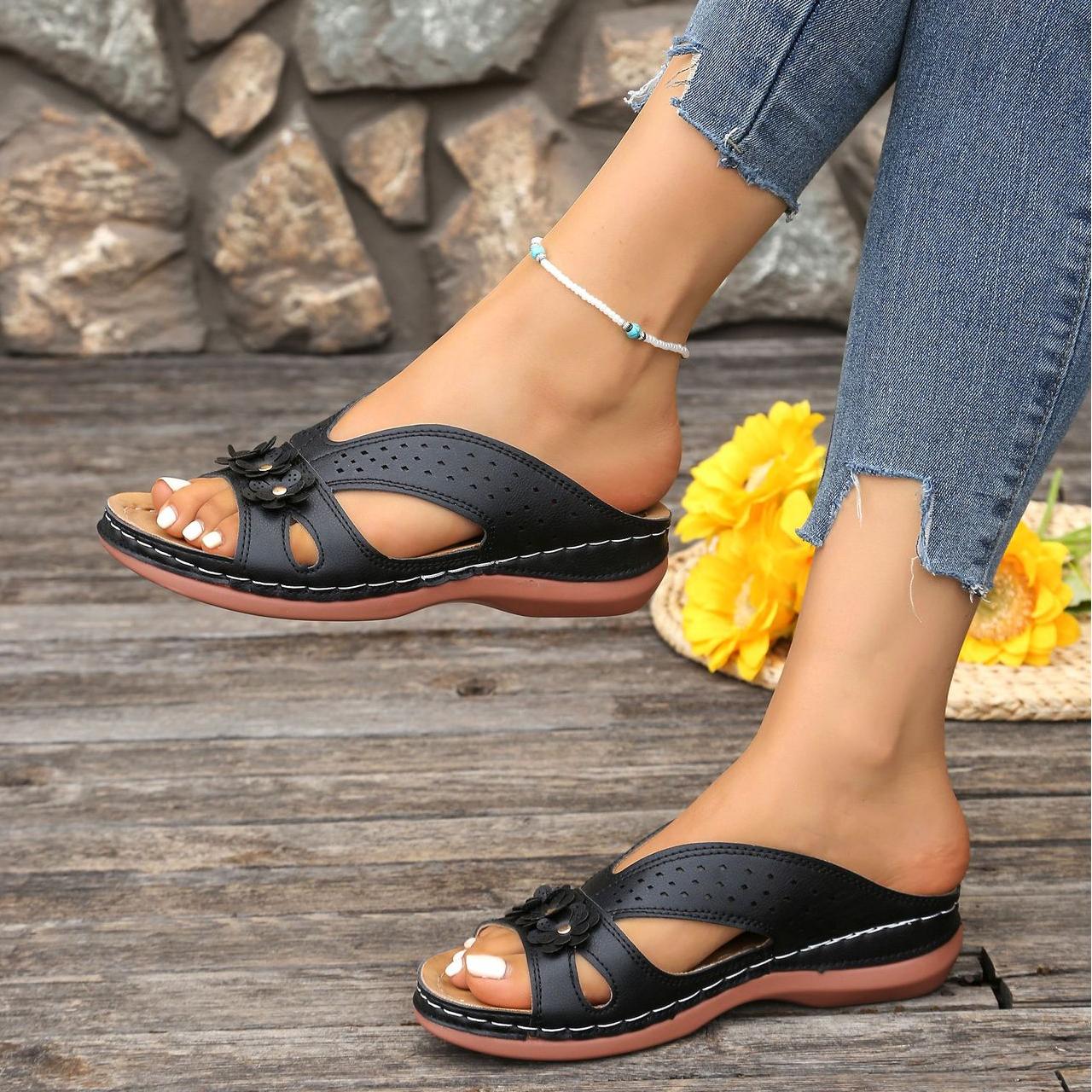 Morgane™ | Sandales Fleurie Orthopédique