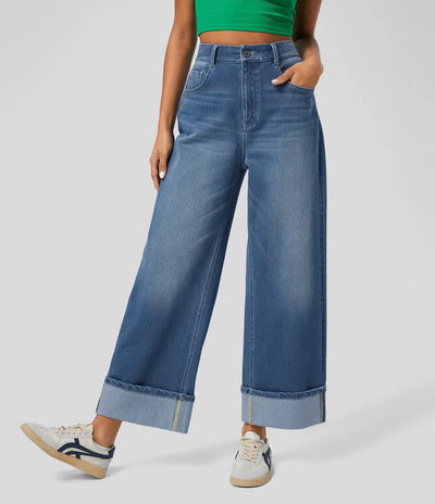 Louise™ | Jean Taille Haute à Revers