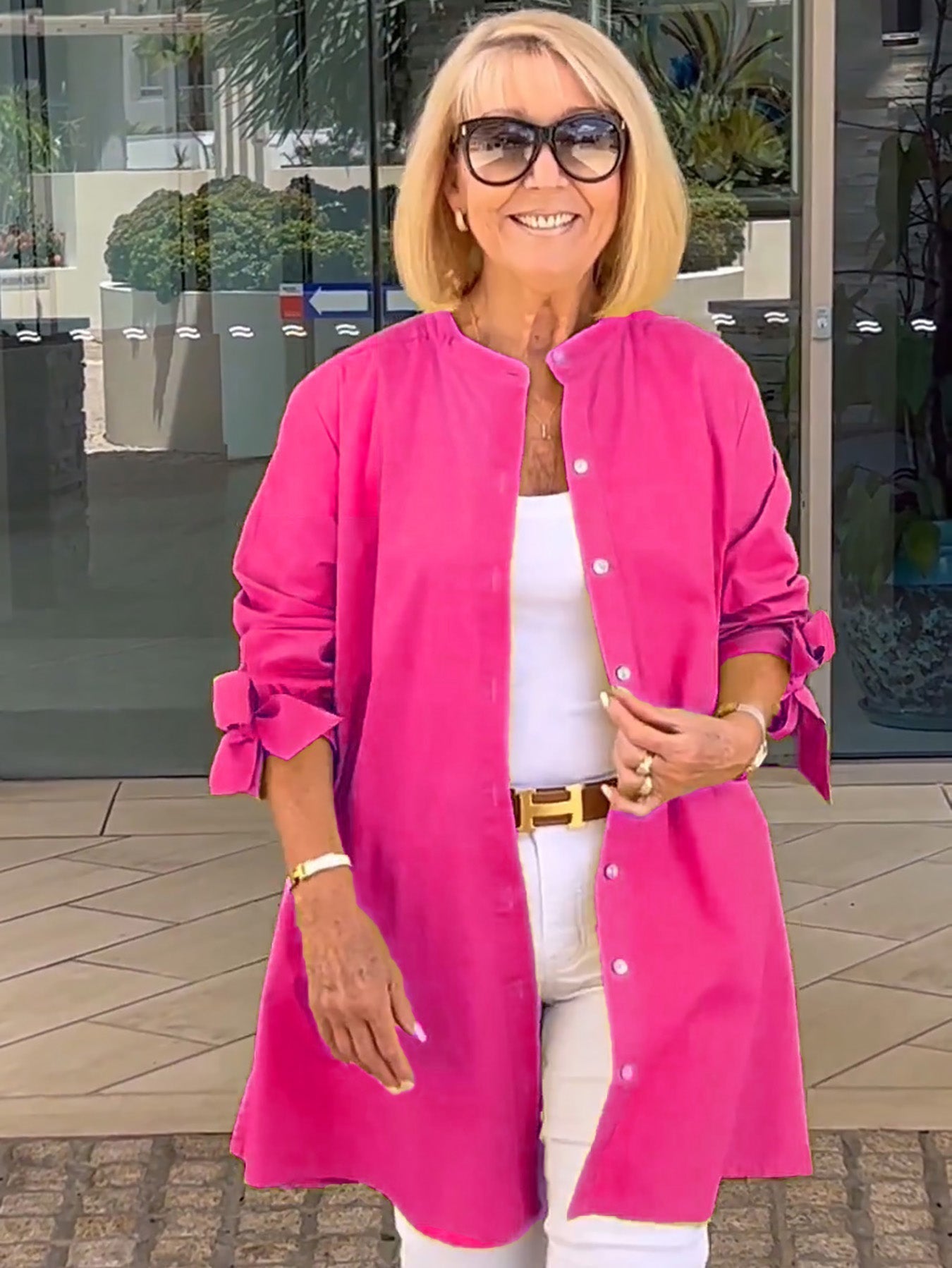Chantal™ | Chemise Longue Élégante à Manches Nouées