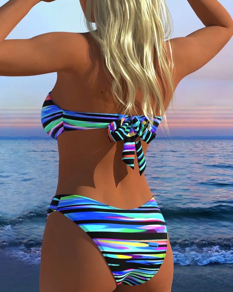 Maillots de Bain Sexy à Rayures Arc-en-Ciel