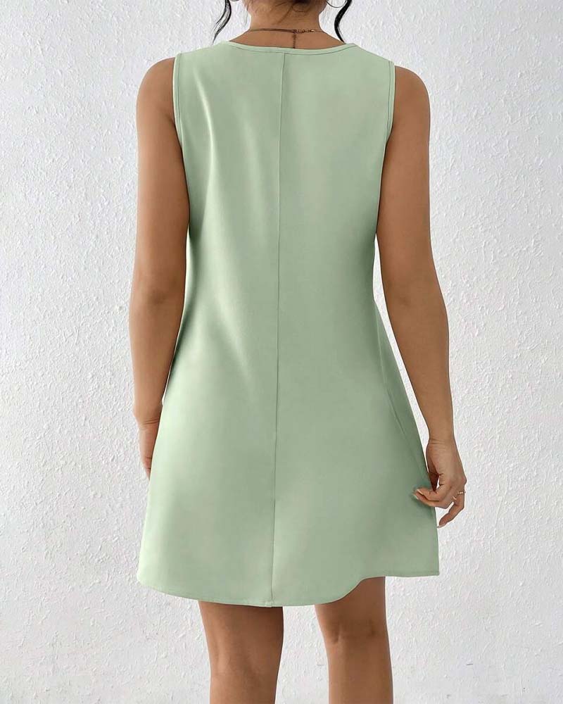 Robe À Col Asymétrique Sans Manches Élégante