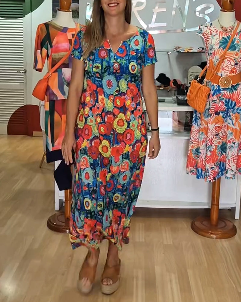 Robe Imprimé Rétro Sexy Manches Courtes
