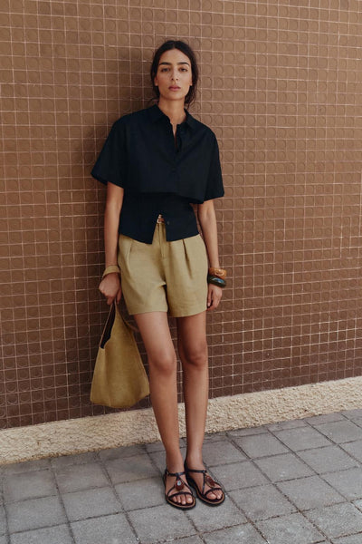 Chemise ajustée avec lin double épaisseur