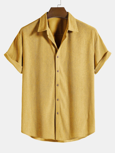 Ensemble Estival : Chemise à Manches Courtes en Velours Côtelé & Short