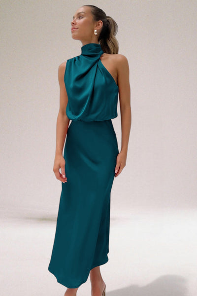 VALENTINA | Abito Elegante in Satin con Dettagli Ricercati