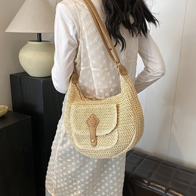 Solène sac en paille avec poche extérieure