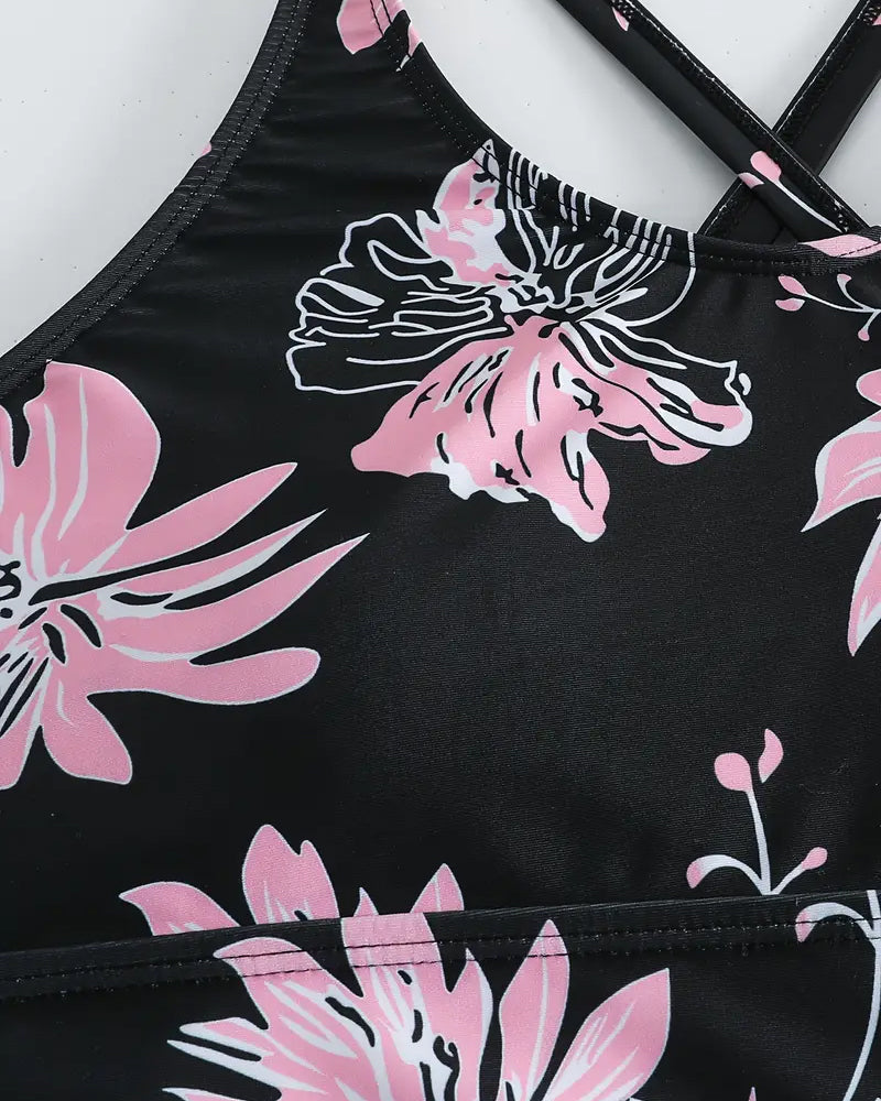 Maillot De Bain Imprimé Casual Dos Nu Deux Pièces