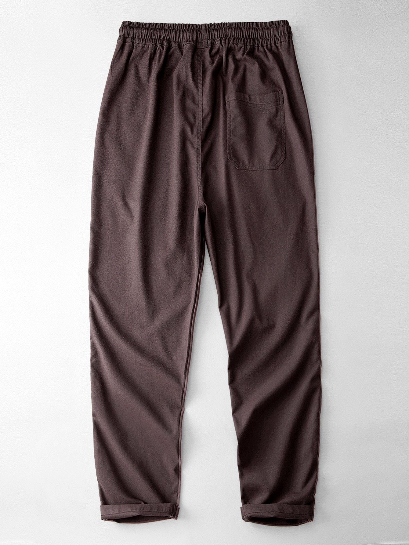 Pantalon Droit en Lin et Coton Mélangés