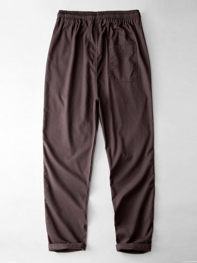 Pantalon Droit en Lin et Coton Mélangés