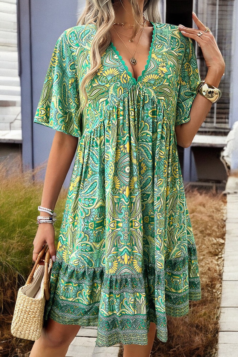 Amélie - Mini-Robe Imprimée Décolleté En V
