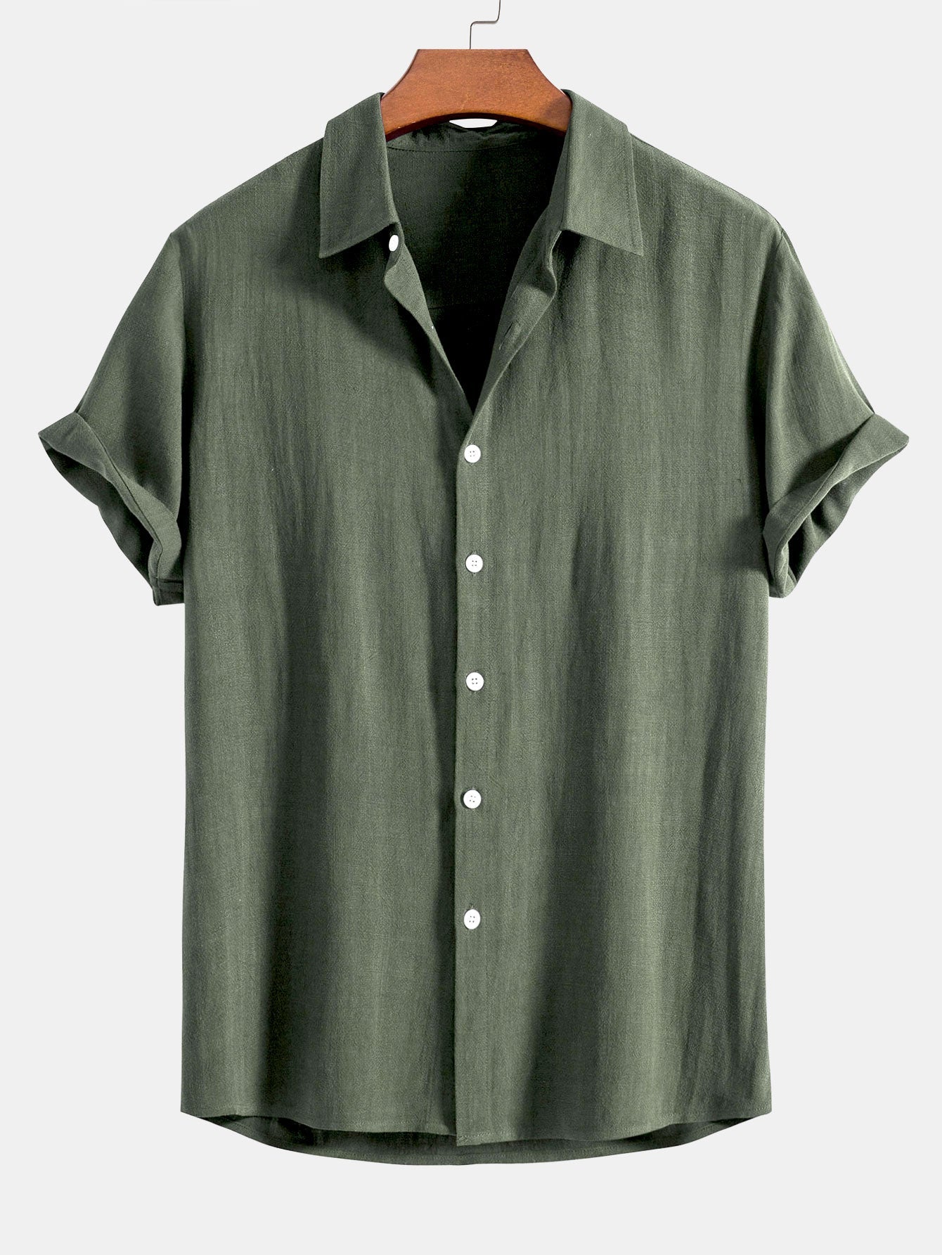 Chemise boutonnée en mélange de lin et rayonne et pantalon droit en lin