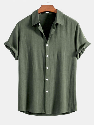 Chemise boutonnée en mélange de lin et rayonne et pantalon droit en lin