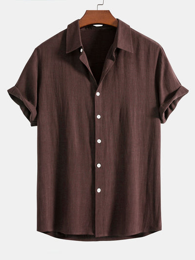 Chemise boutonnée en mélange de lin et rayonne et pantalon droit en lin
