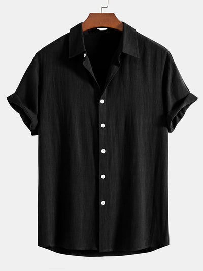 Chemise boutonnée en mélange de lin et rayonne et pantalon droit en lin
