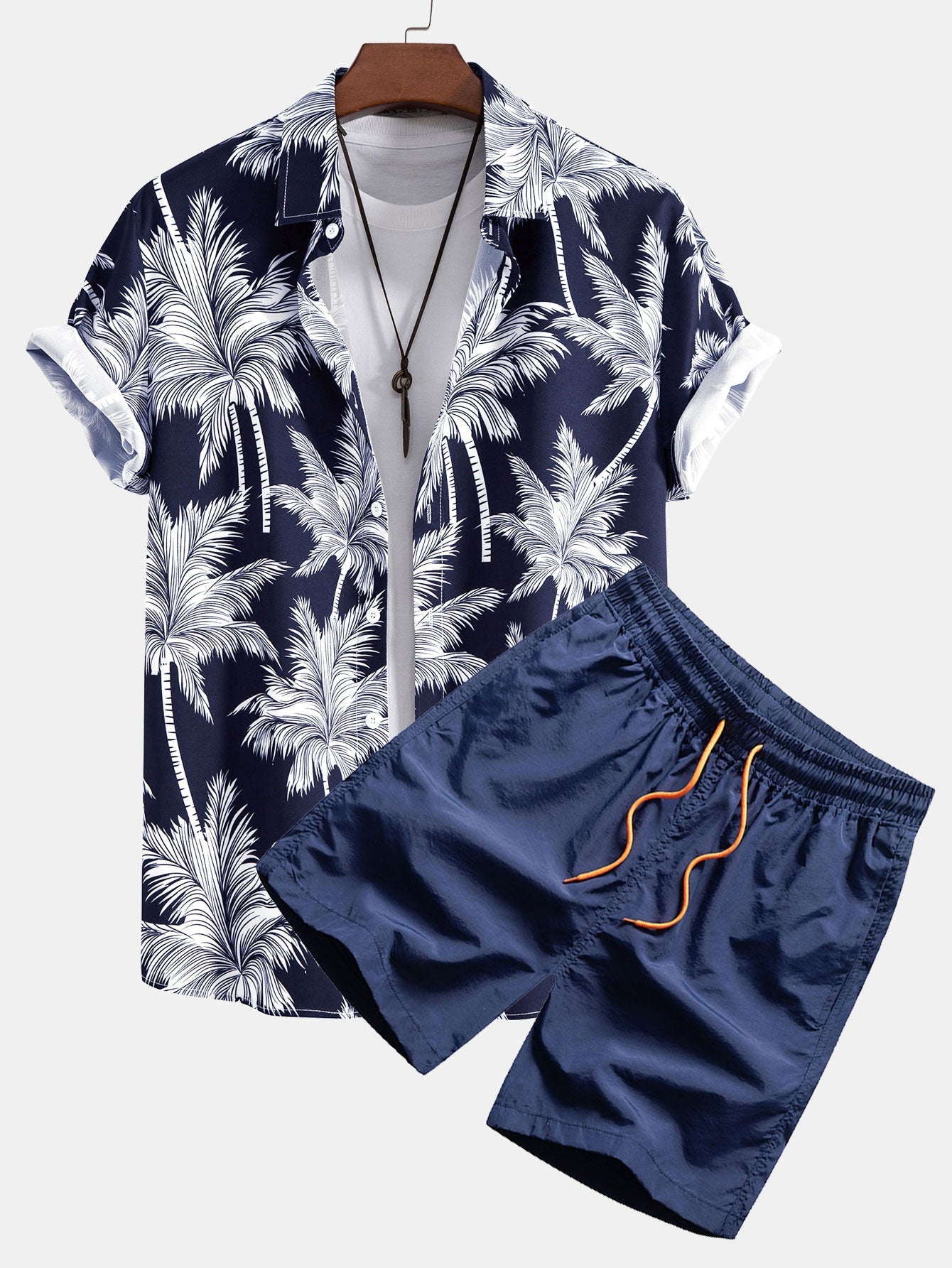 Ensemble Vacances : Chemise à Palmiers & Short de Bain Assorti