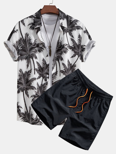 Ensemble Vacances : Chemise à Palmiers & Short de Bain Assorti