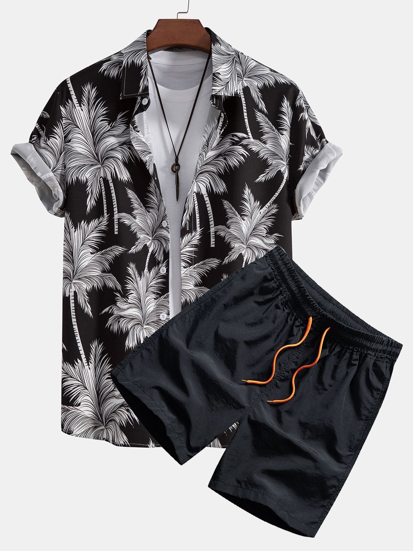 Ensemble Vacances : Chemise à Palmiers & Short de Bain Assorti