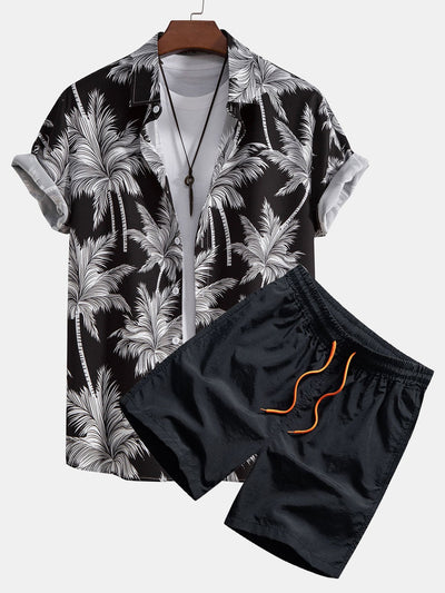 Ensemble Vacances : Chemise à Palmiers & Short de Bain Assorti