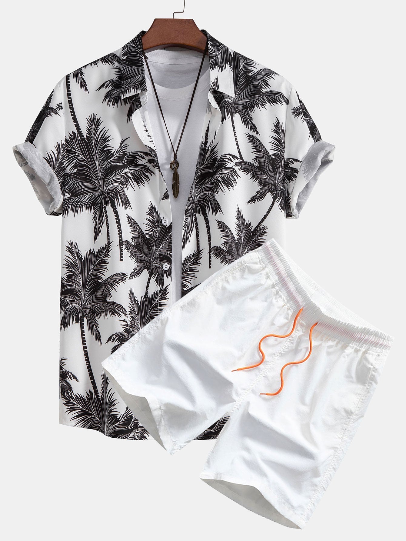 Ensemble Vacances : Chemise à Palmiers & Short de Bain Assorti