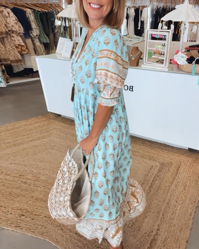 Inès - Robe D'Été Boho Chic Décolleté En V